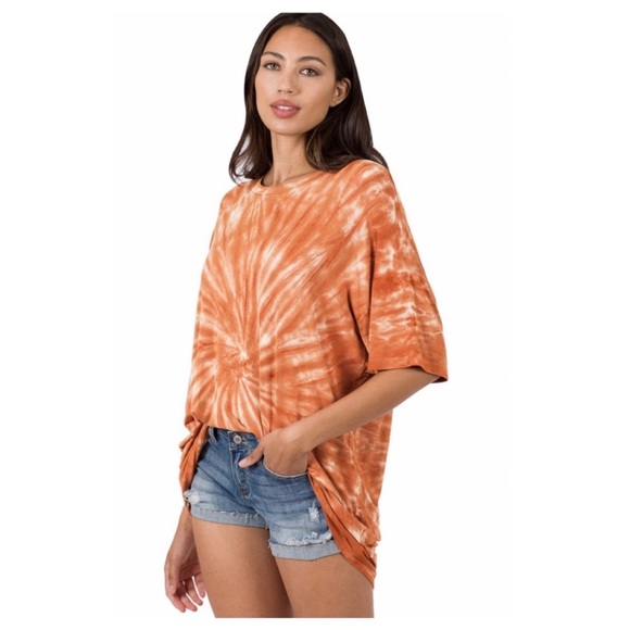 Tie Dye Everyday Tee Shirt Dress! Available in Rust—Small, Medium & Large - Picture 2 of 5